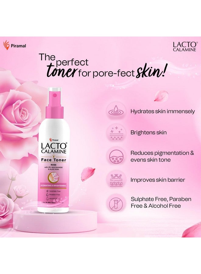 لاكتو كلامين تونر ماء الورد لبشرة متوهجة 120 مل تونر جولاب جال للوجه ماء الورد مع خلاصة الصبار و2% نياسيناميد ينظف البشرة ويرطبها، خالٍ من كبريتات الكحول والبارابين - Image 3