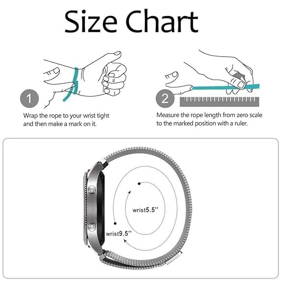 IIK COLLECTION 22mm Metal Strap with Adjustable Magnetic Lock for Smart Watches|Compatible with Samsung Galaxy Watch 3 45mm/Gear S3 Frontier/Classic Band/Samsung Galaxy Smart Watch - Image 3