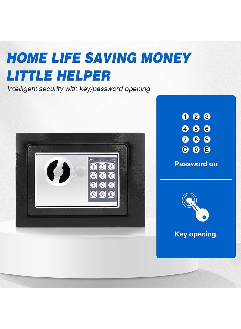 خزنة رقمية إلكترنية أسود/فضي, خزنة إلكترونية مدمجة مع نظام قفل مزدوج - تخزين آمن للأموال والمجوهرات والمستندات والاشياء الثمينة - صندوق أمان مقاوم للحريق للمنزل أو المكتب أو الفندق (أسود) 28X23x23 سم - Image 3
