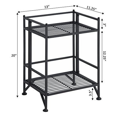 Convenience Concepts Xtra Storage Shelves - 2-Tier Folding Metal Storage Shelves, Closet Organizer for Office, Laundry Room, Bedroom, Garage, Kitchen, Bathroom, Black - Image 3