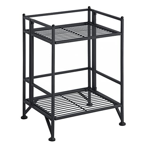 Convenience Concepts Xtra Storage Shelves - 2-Tier Folding Metal Storage Shelves, Closet Organizer for Office, Laundry Room, Bedroom, Garage, Kitchen, Bathroom, Black - Image 1