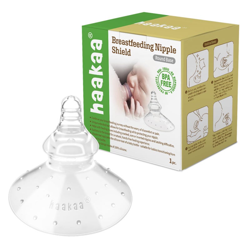 haakaa Nippleshield Silicone Nipple Shields for Breastfeeding with Carry Case Super-Soft, 1pk - Image 1