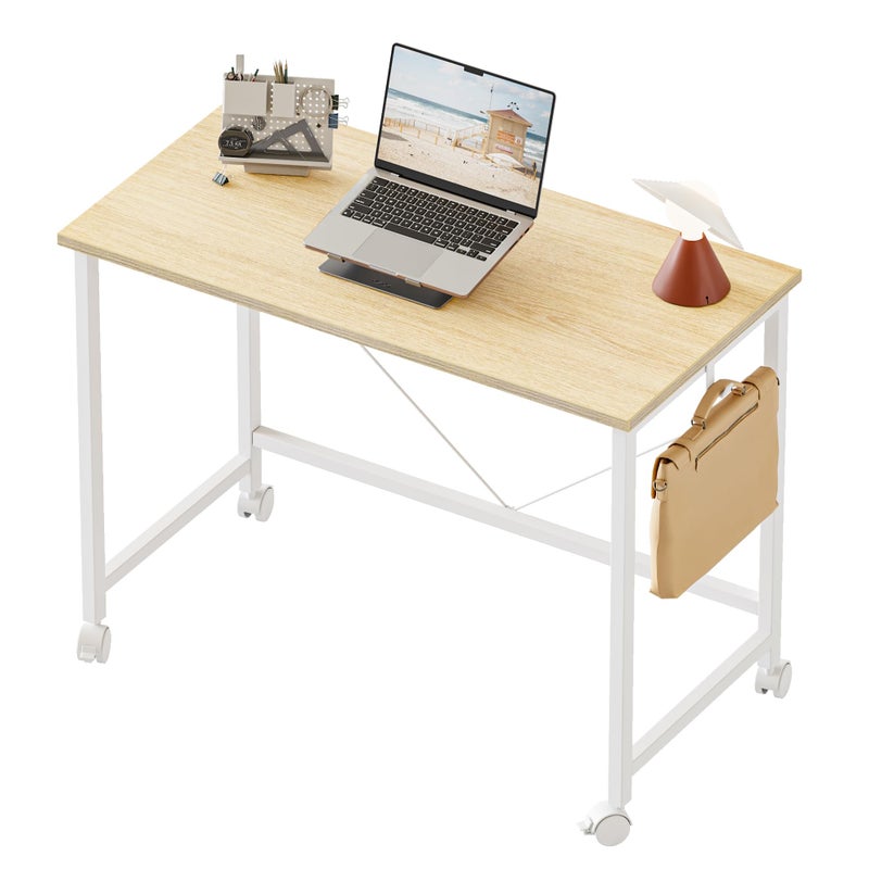 Mericonia Rolling Computer Desk with Wheels, Gaming Desk for Small Spaces, Modern Simple Style Table for Home Office, Study Writing Table - Image 1