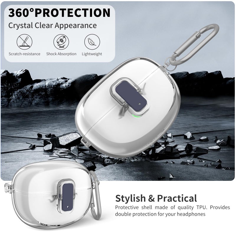 TUDIOW [Secure Lock] for Bose Ultra Open Earbuds Case(2024), TUDIOW Clear TPU Shockproof Protective Cover for Bose Open Ear Wireless Earbuds Accessories with Cleaning Kit& Keychain (Clear) - Image 4