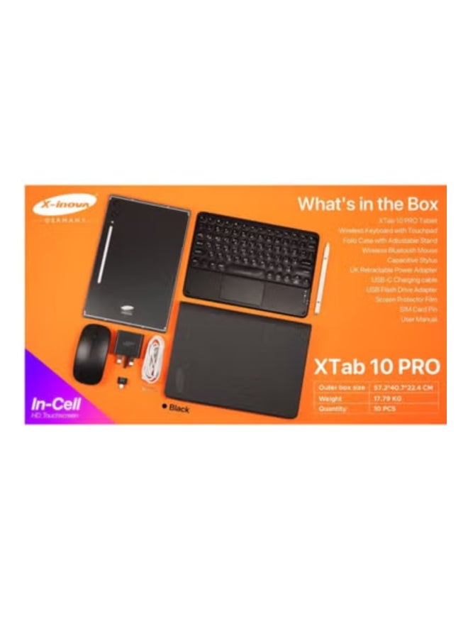 X-Inova XTab 10 PRO 10.1-Inch Android 15 Tablet – 8GB RAM & 512GB Storage for Smooth Performance | Dual SIM 4G + Fast Wi-Fi Connectivity | 13MP Rear + 8MP Front Cameras | 6000mAh Long Battery Life | Includes Wireless Keyboard & Stand Case | Sleek Black Finish - Image 3