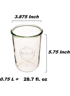 Weck Weck Canning Jars 743 - Mold Jars made of Transparent Glass - Eco-Friendly - Storage for Food, Yogurt with Air Tight Seal and Lid - 3/4 Liter Tall Jars Set - Set of (2 Jars)  - Image 2