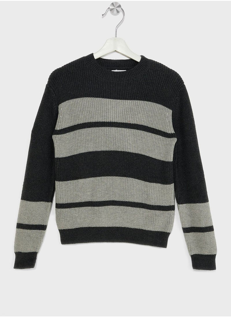 MANGO - Kids Striped Knit Sweater - Image 1