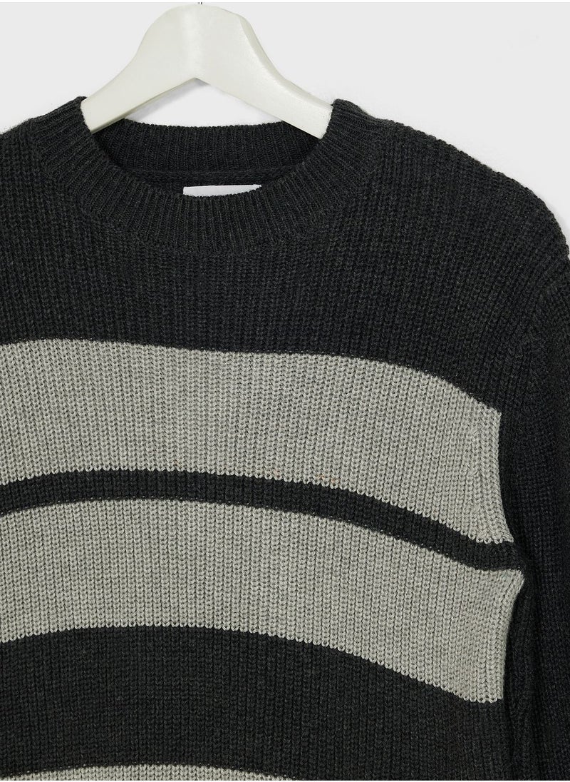 MANGO - Kids Striped Knit Sweater - Image 1