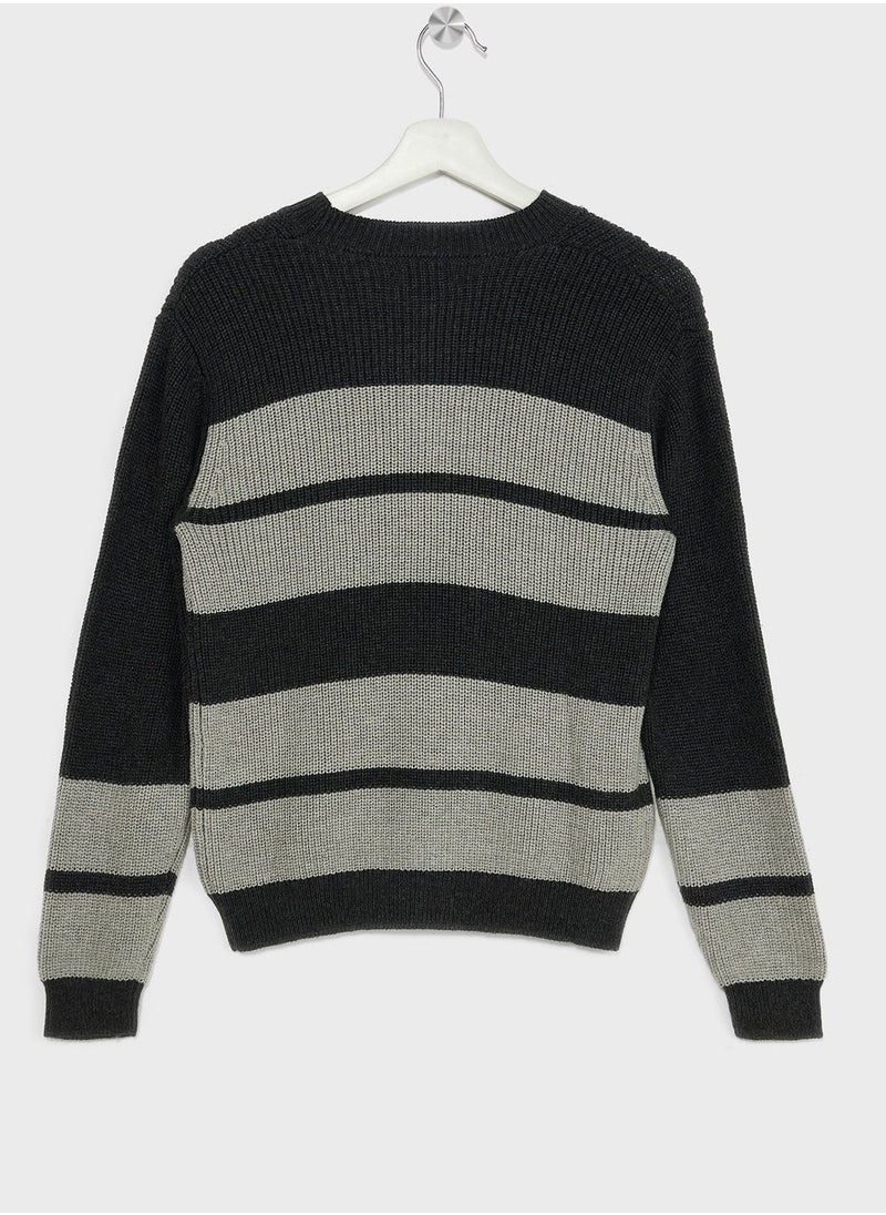 MANGO - Kids Striped Knit Sweater - Image 1