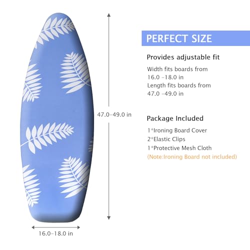 SheeChung Ironing Board Cover and Pad for Extra Wide 18" x 49" Ironing Boards,Premium Heavy Duty 3-Layer Silicone Coated Cover with 2mm Foam and 4mm Felt,Resists Scorching and Staining - Image 2