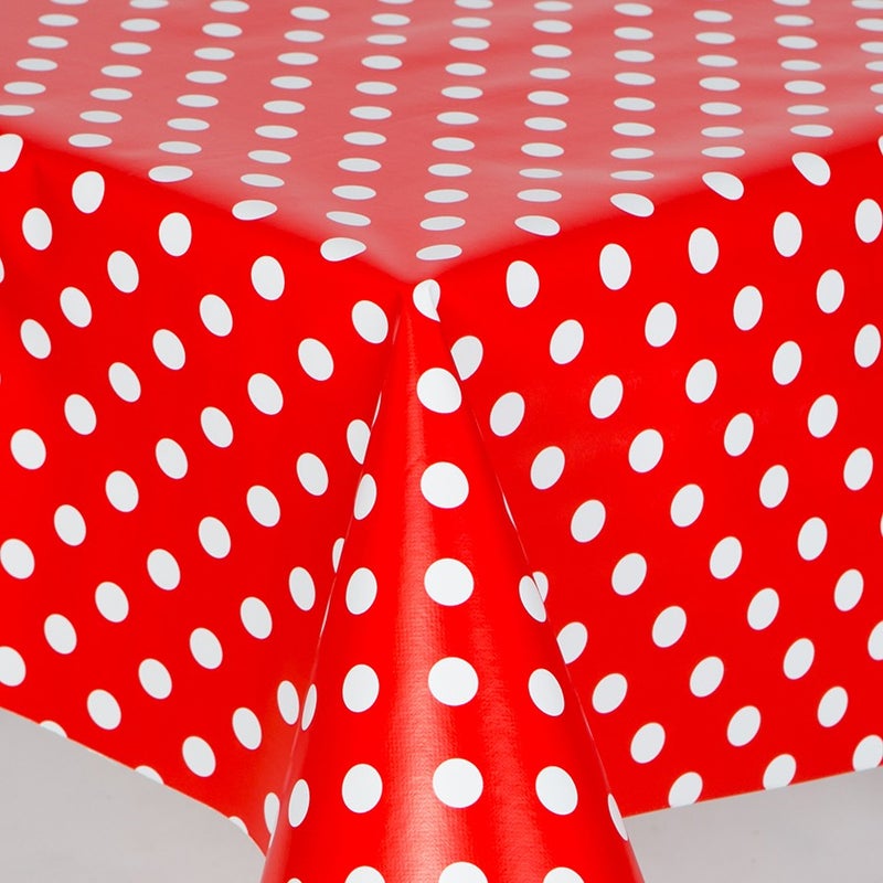 Polka Dot Lined Removable PVC Oilcloth Tablecloth 69-A