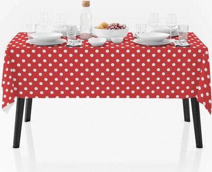 Polka Dot Lined Removable PVC Oilcloth Tablecloth 69-A