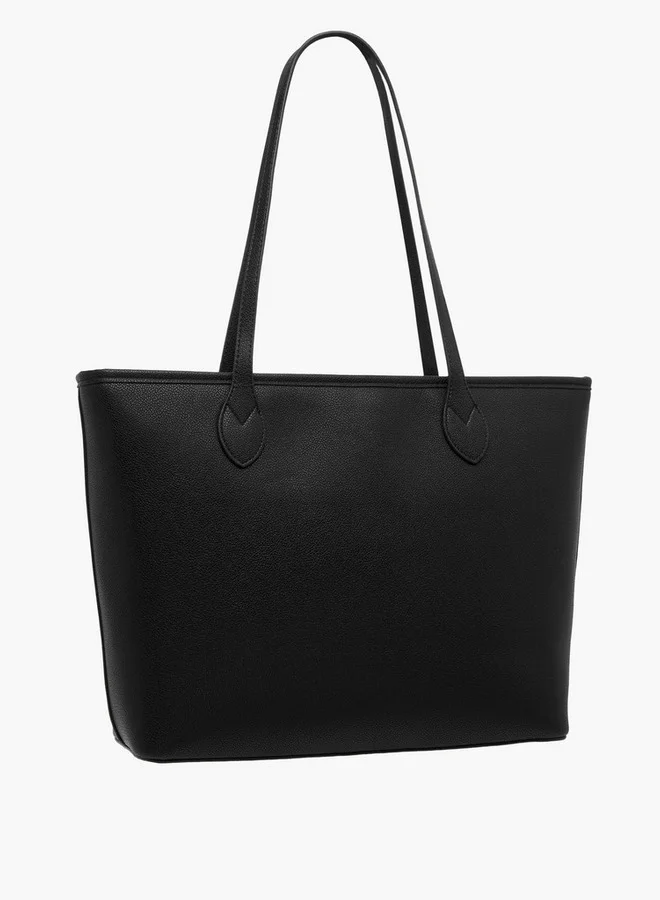 MISSY Monogram Print Tote Bag with Double Handles and Zip Closure