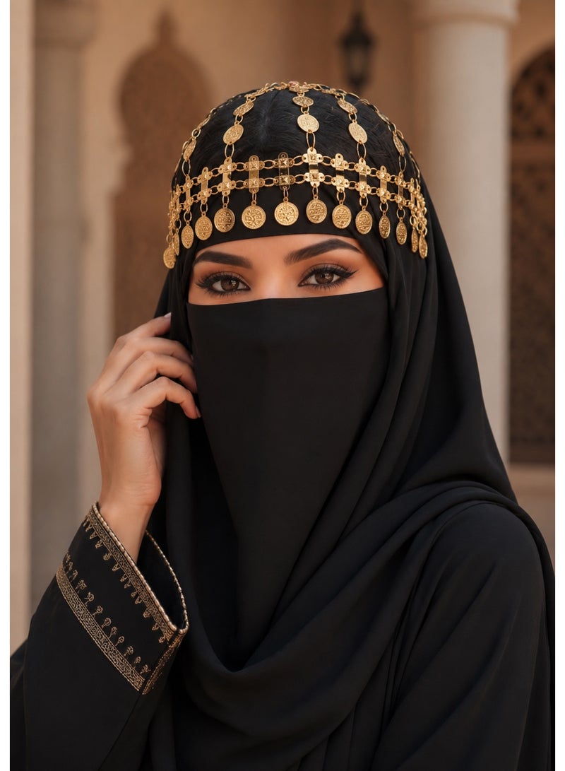 JILDAAN Luxury Gold Coin Hama Set Hijab Head jwellery | Traditional Arabic Bridal & Eid Hair Jewelry. - Image 1