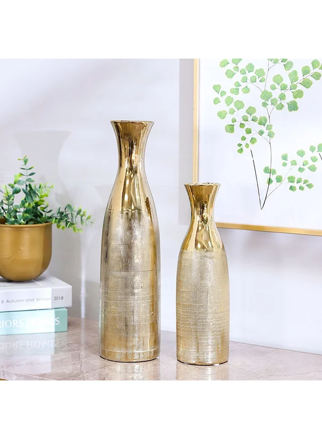 Danube Home Liana Set Of 2 Vase 9X9X30 Cm Gold