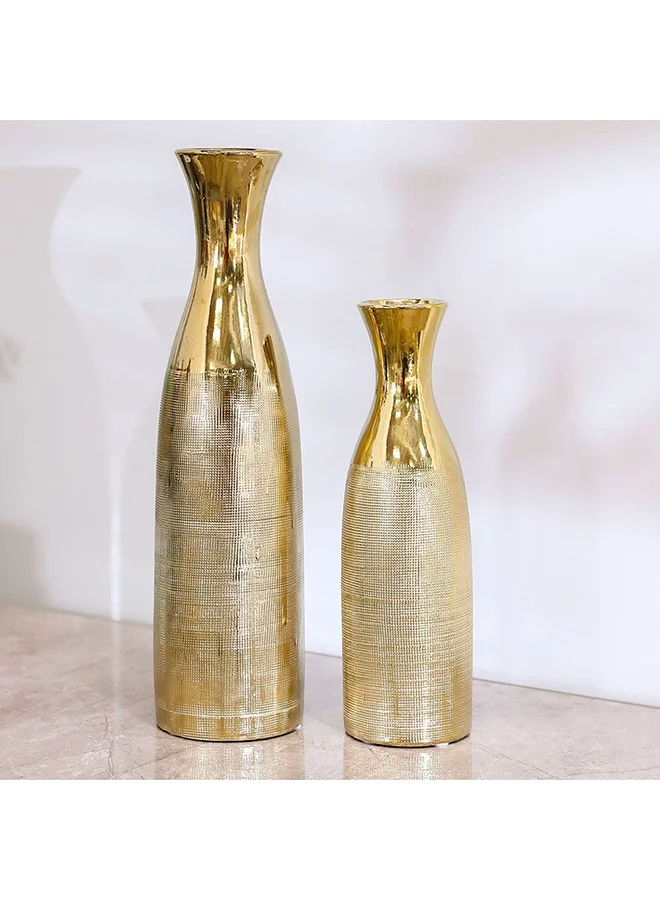 Danube Home Liana Set Of 2 Vase 9X9X30 Cm Gold