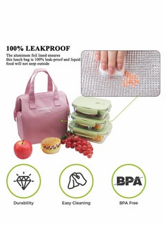 Y&D Lunch Bag Bento Bag, Thickened Thermal Insulation Refrigerated Tote Box Carrying for Students Ladies Men Picnic Work Outdoor (Pink)  - Image 3