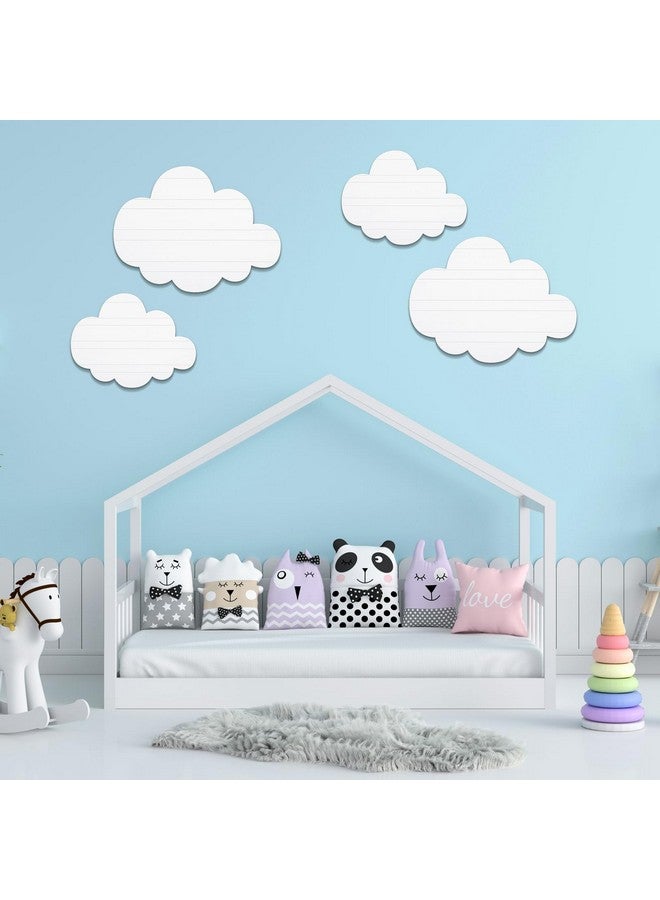 Ferraycle 4 قطع ديكور حائط على شكل سحابة معلقة من الخشب لغرفة الأطفال ديكورات سحابة بيضاء للأطفال البنات ديكورات حفلات سحابة - Image 1