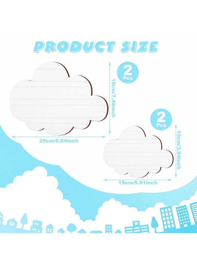 Ferraycle 4 قطع ديكور حائط على شكل سحابة معلقة من الخشب لغرفة الأطفال ديكورات سحابة بيضاء للأطفال البنات ديكورات حفلات سحابة - Image 4