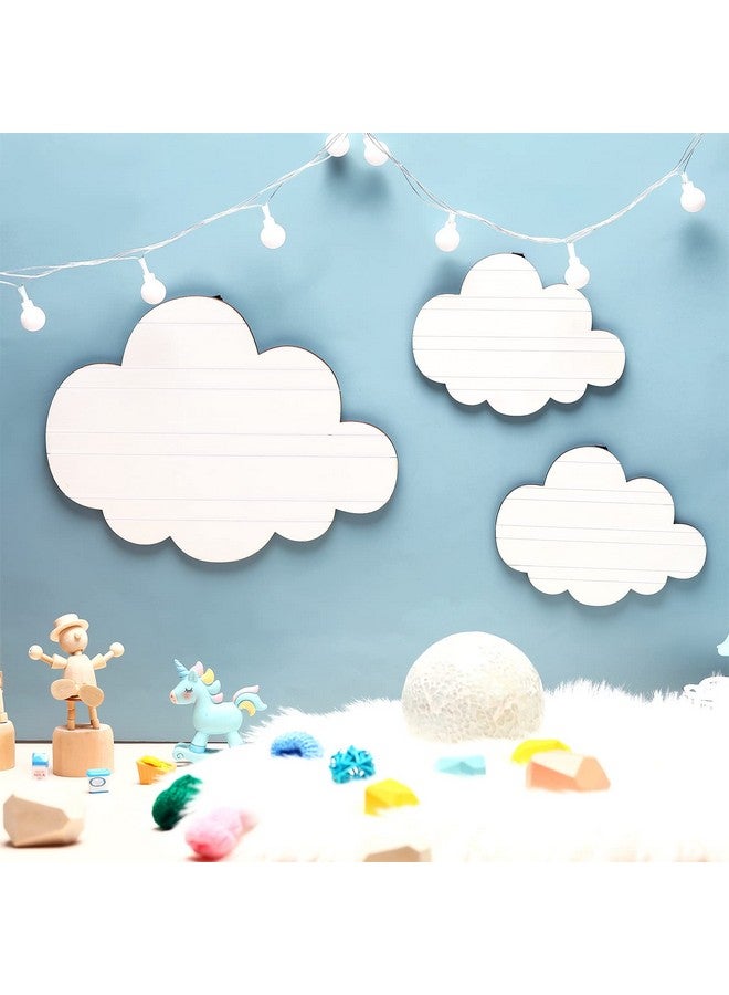 Ferraycle 4 قطع ديكور حائط على شكل سحابة معلقة من الخشب لغرفة الأطفال ديكورات سحابة بيضاء للأطفال البنات ديكورات حفلات سحابة - Image 3