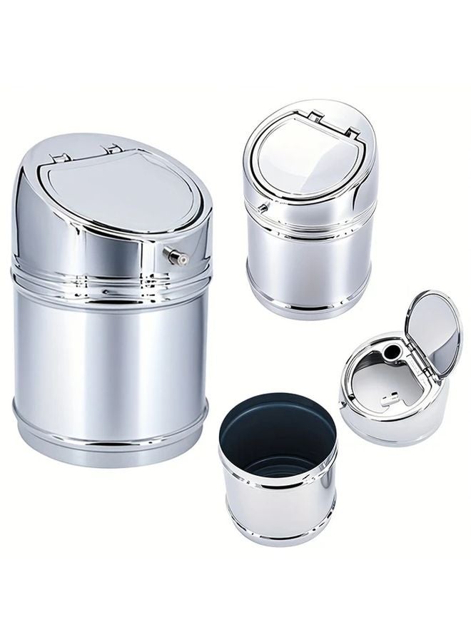 Stainless Steel Car Ashtray With One Press Pop Up Lid And Built In Cigarette Holder Extinguisher Type B - Image 5