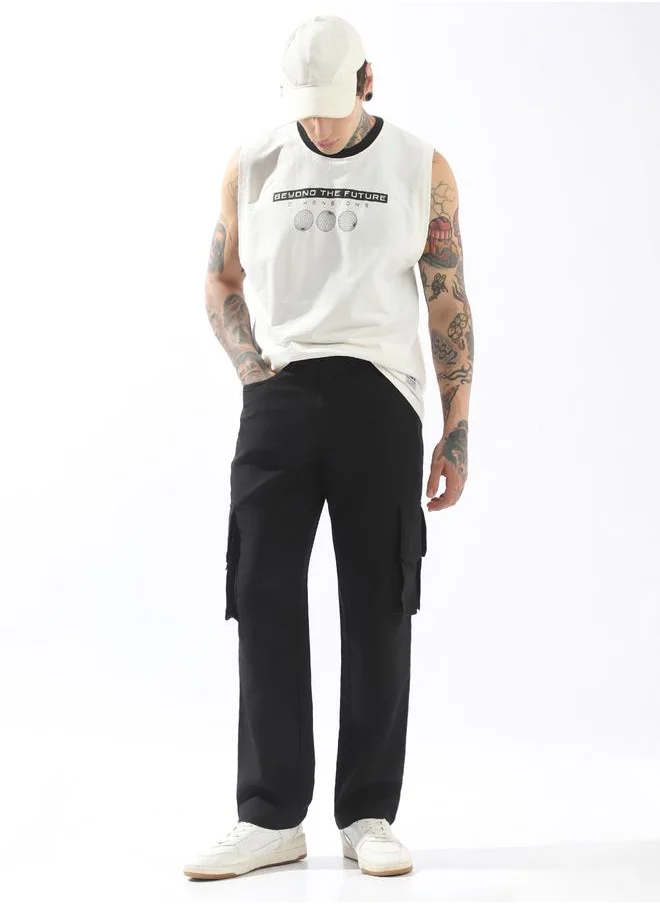 هوبرهولمي Black Trousers Solid Button Woven Full Cargo Mid-Rise for Men – Make every day iconic