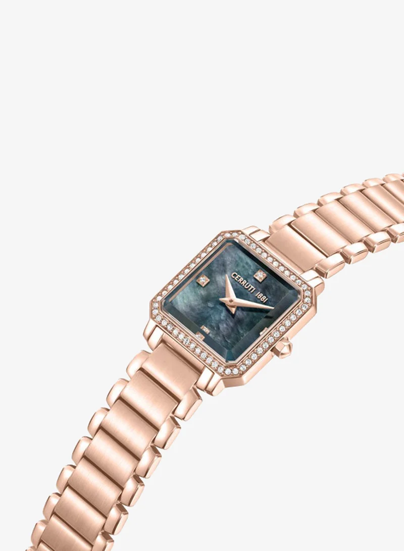 شيروتي 1881 Perugia Rose Gold Plated Stainless Steel Bracelet Analog Watch for Women, 22mm