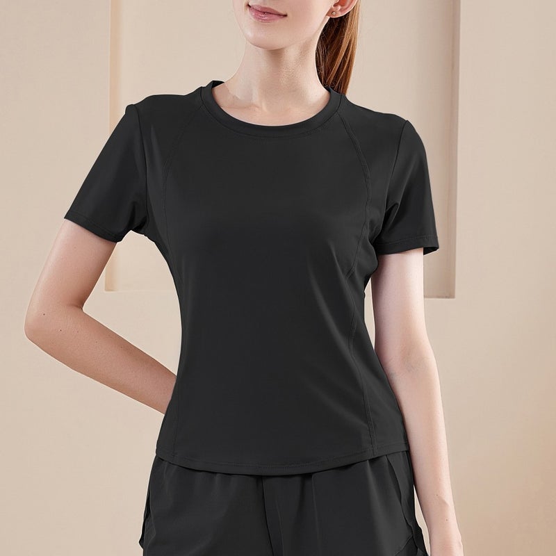 Quick-Dry Anti-Exposure Fitness Shorts Women Beige Top - Image 2