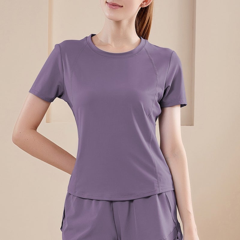 Quick-Dry Anti-Exposure Fitness Shorts Women Beige Top - Image 4