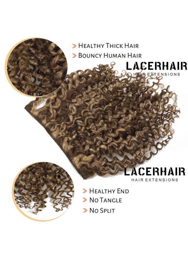 Lacer Clip In Human Hair Extensions Afro Jerry Curly 3B 3C Real Hair Clip In Extensions For Black Women Natural Black Color 100% Brazilian African American Hair Extensions (20 Inch, Jerry Curly P4/27) - Image 5