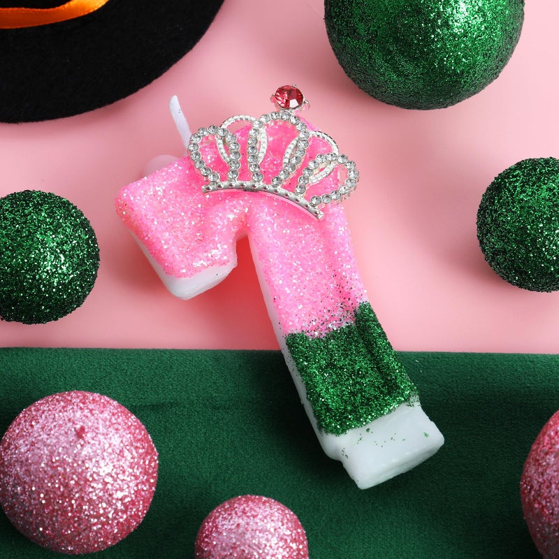 IDIJOLI Wicked Birthday Candle Pink and Green Number 7 Candle Birthday Cake Topper Cupcake Decor Witch Themed Party Decorations Anniversary Celebrations Supplies Favors - Image 2