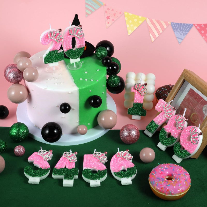 IDIJOLI Wicked Birthday Candle Pink and Green Number 7 Candle Birthday Cake Topper Cupcake Decor Witch Themed Party Decorations Anniversary Celebrations Supplies Favors - Image 4
