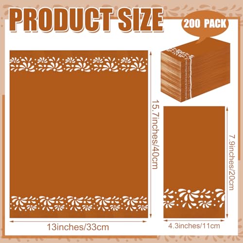 Janlaugh 200 Pack Cielito Lindo Party Paper Napkins Mexican Barro Disposable Hand Napkins Mexican Fiesta Paper Hand Towel for Cinco De Mayo Wedding Birthday Party DecorationsBrownModern Style - Image 3