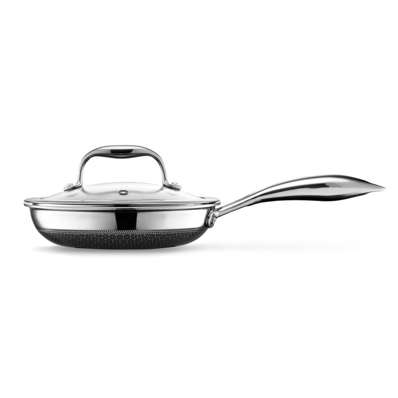 HexClad Hybrid Nonstick 7-Inch Frying Pan with Tempered Glass Lid, Stay-Cool Handle, Dishwasher-Friendly, Oven-Safe Up to 900Â°F, Induction Ready, Compatible with All Cooktops - Image 2