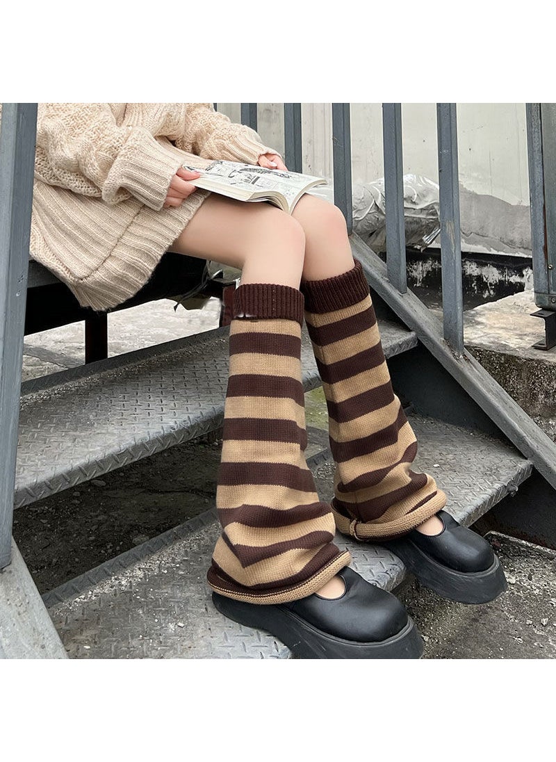Generic - Lolita Solid Color Calf Socks Warm Y2K Thigh Highs Black coffee wide legs - Image 1