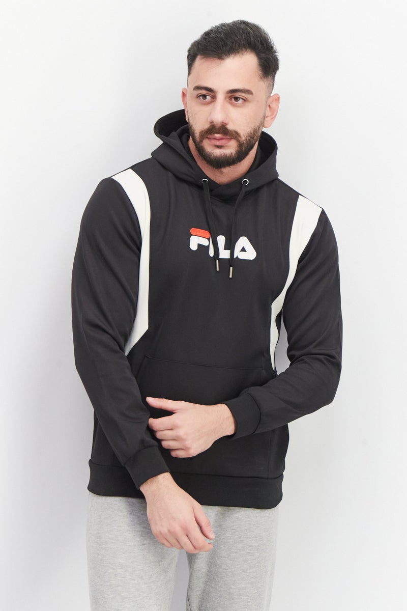 FILA Men Sportswear Fit Long Sleeve Embroidered Logo Hoodie, Black - Image 1