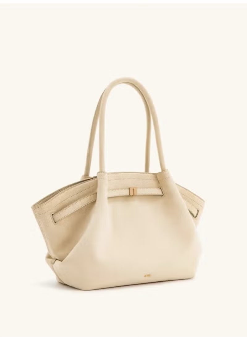 JW PEI Hana Medium Faux Suede Tote -White - Image 3