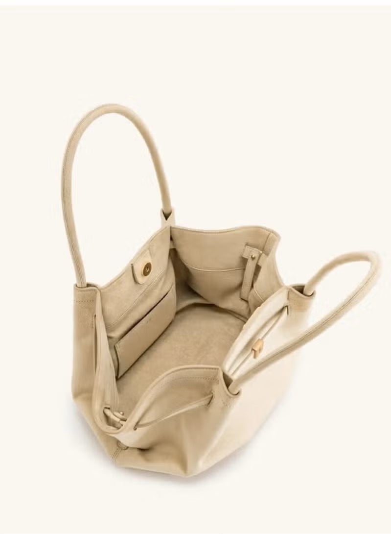 JW PEI Hana Medium Faux Suede Tote -White - Image 5