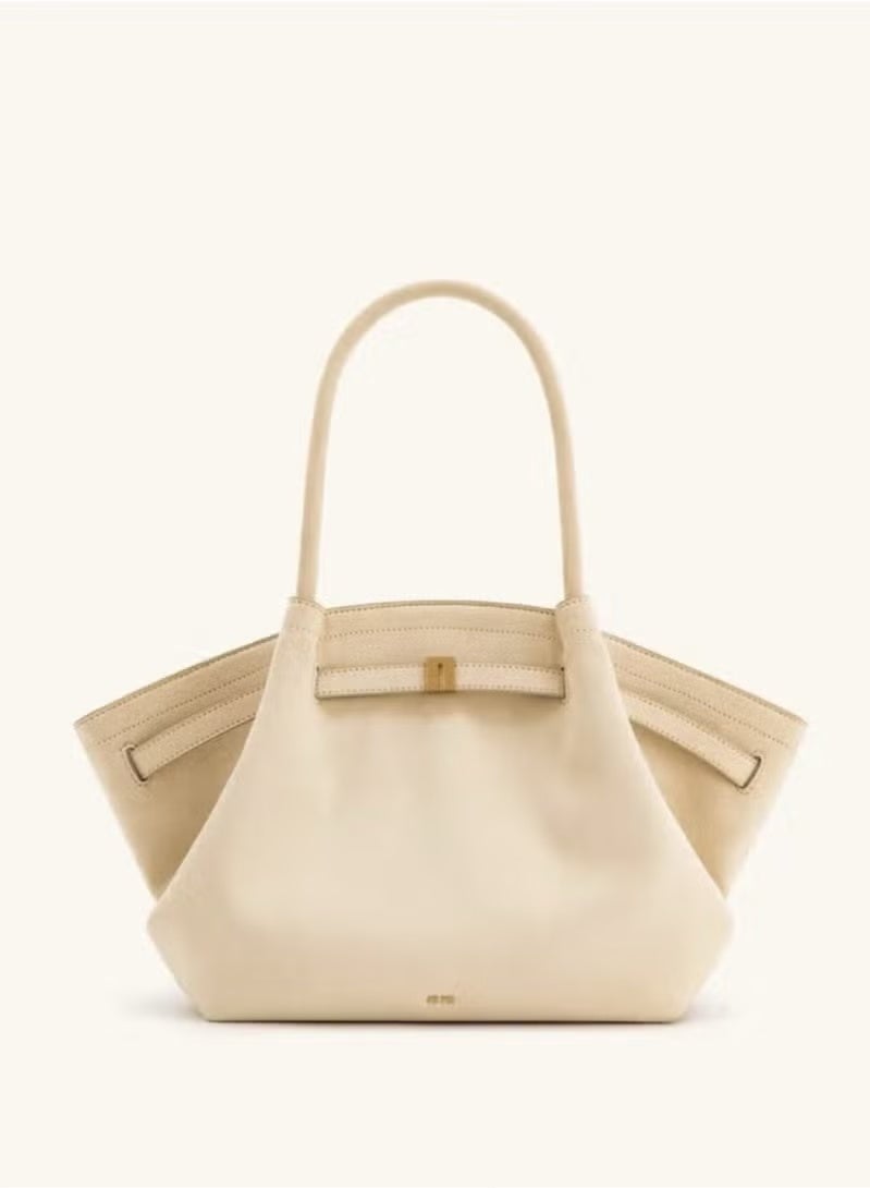 JW PEI Hana Medium Faux Suede Tote -White - Image 1