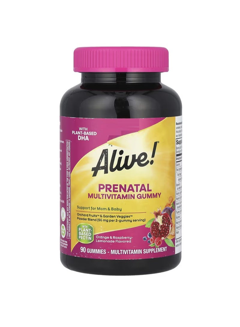Alive! Prenatal Multivitamin Gummy, Orange & Raspberry-Lemonade, 90 Gummies