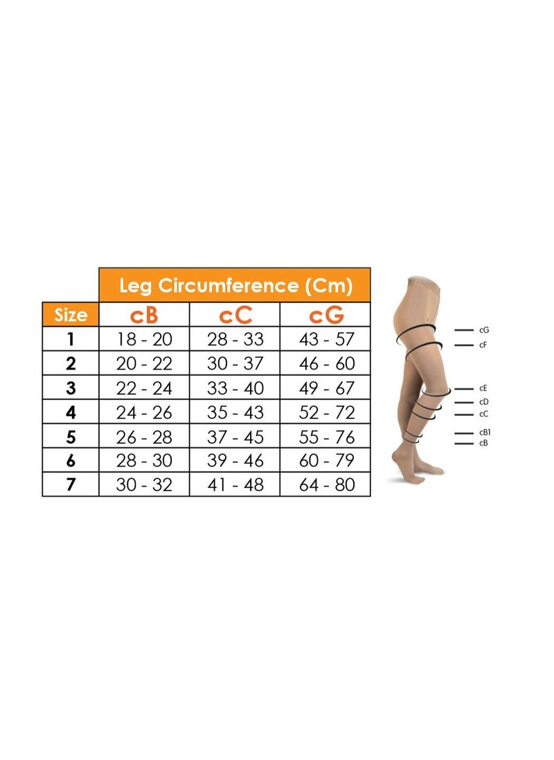 GO SILVER - Panty Hose Compression Socks, Class 2 (23-32 Mmhg) Closed Toe Flesh - Image 1