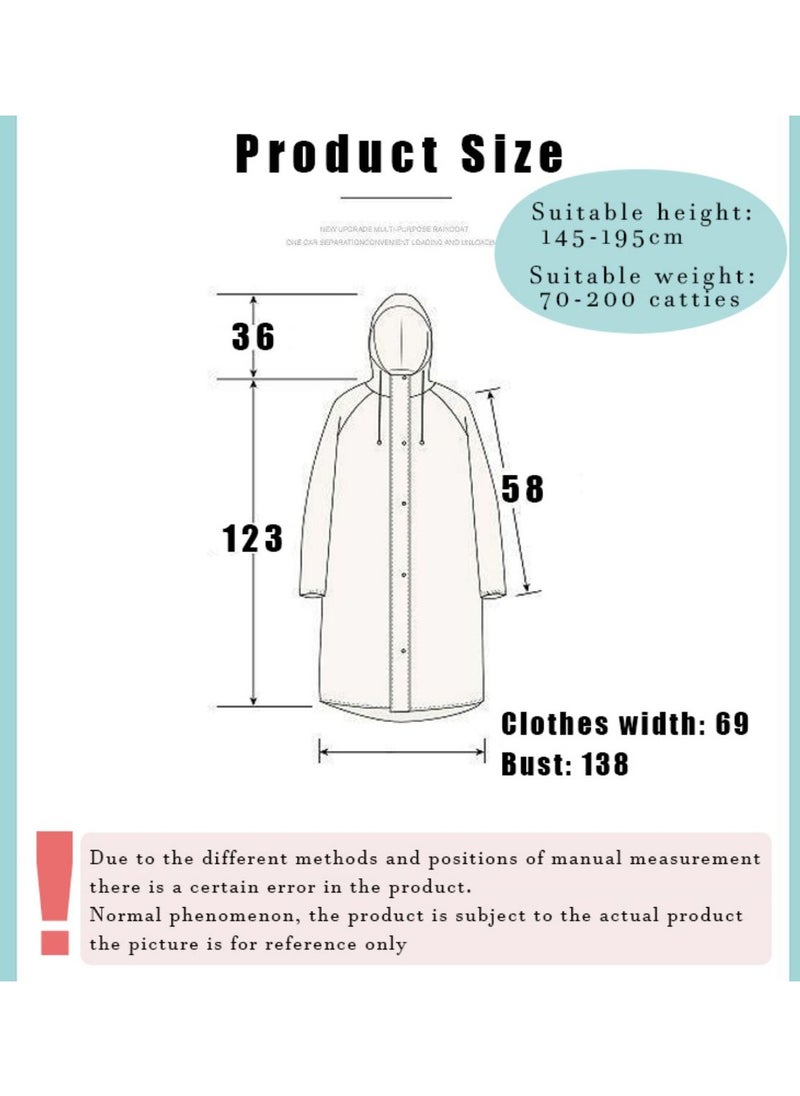 SYOSI - Rain Ponchos Transparent Raincoat Fashion Reusable Eva Raincoats With Hood For Adults Clear Raincoat For Women And Men - Image 1