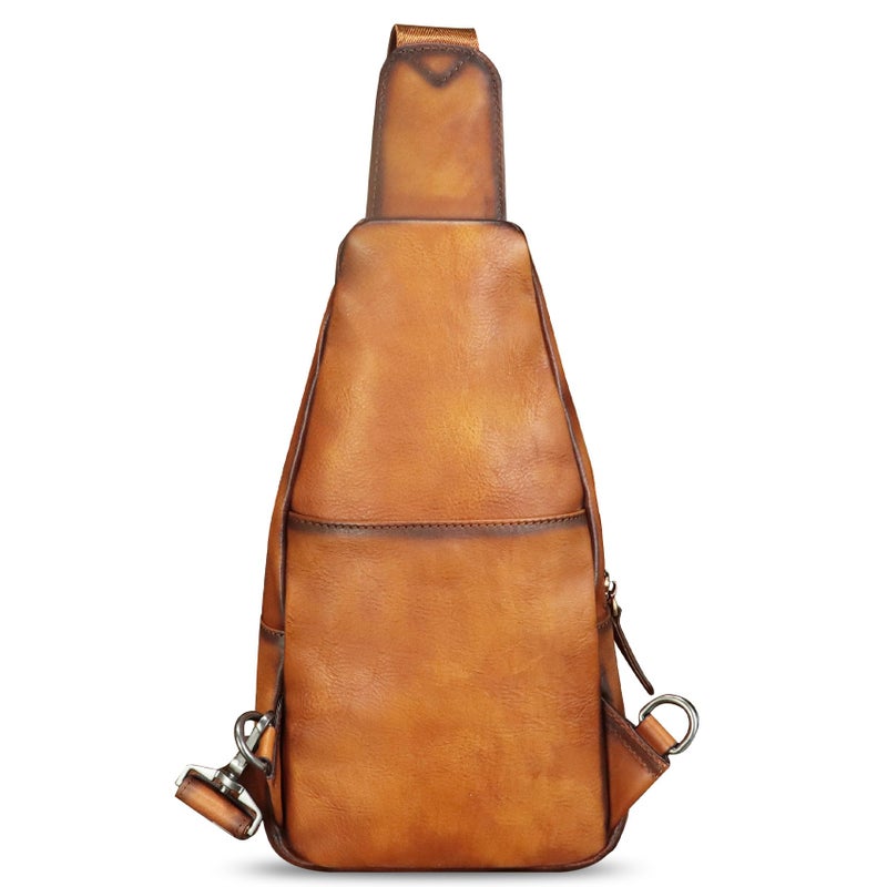 IVTG Genuine Leather Sling Bag for Men Women Crossbody Bag Chest Bag Sling Backpack Purses Hiking Sports Travel Daypack (Brown) - Image 3