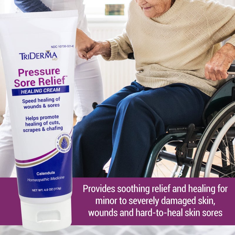 تراي ديرما MD Pressure Sore Relief Healing Cream for Bed Sores, Pressure Sores, Wound Healing, Chafed Skin and Hard-to-Heal Skin Sores with Calendula and AP4 Aloe Vera Gel, 4 oz Tube - Image 2