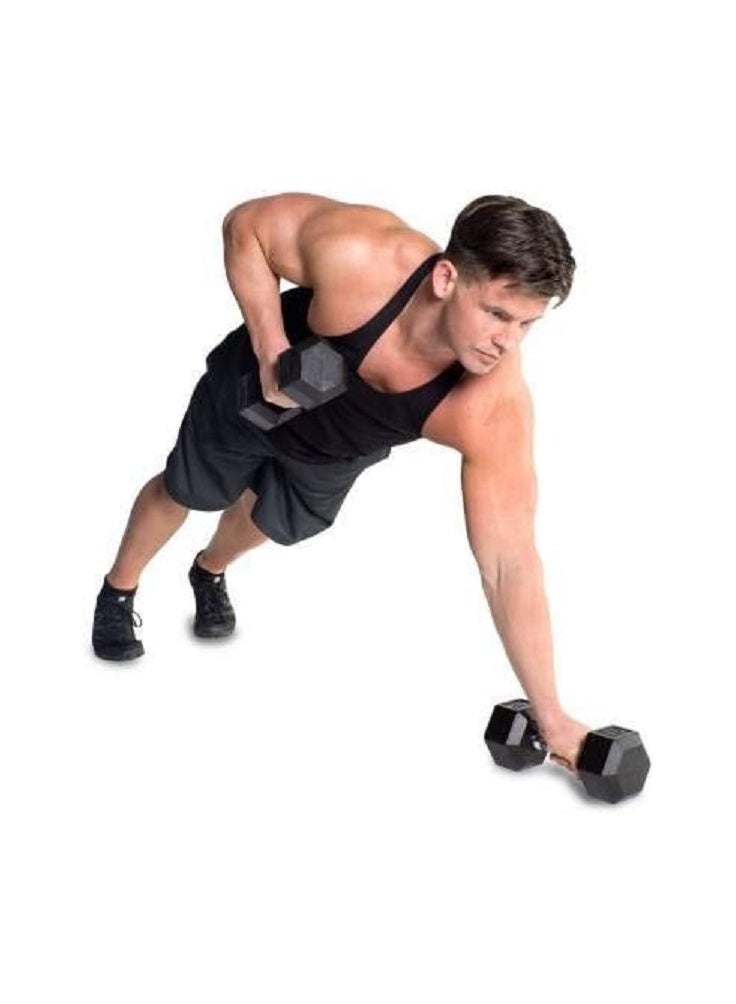 Rubber Dumbbells with Metal Handles for Home and Gym Strength Training (Pack of 2) (5 kg), Black - Image 3