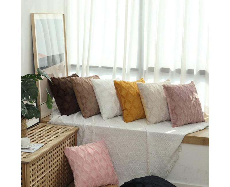 2pcs Soft Plush Short Wool Velvet Pillowcase For Sofa Bedroom 18x18 Inch (Pillowcase Only) Yellow - Image 3
