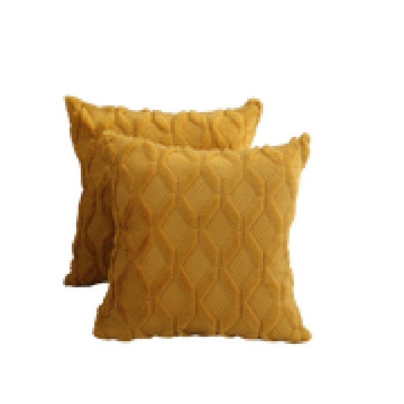 2pcs Soft Plush Short Wool Velvet Pillowcase For Sofa Bedroom 18x18 Inch (Pillowcase Only) Yellow - Image 1