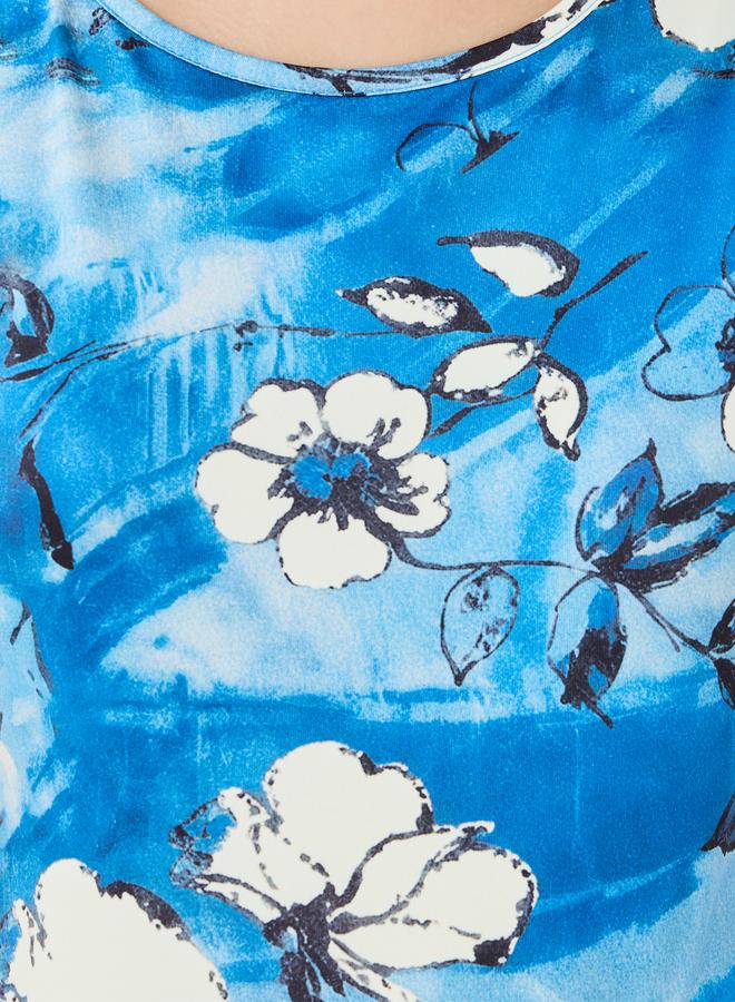 تايك تو بلوزة بدون أكمام بطبعة زهور بياقة مستديرة - Image 4