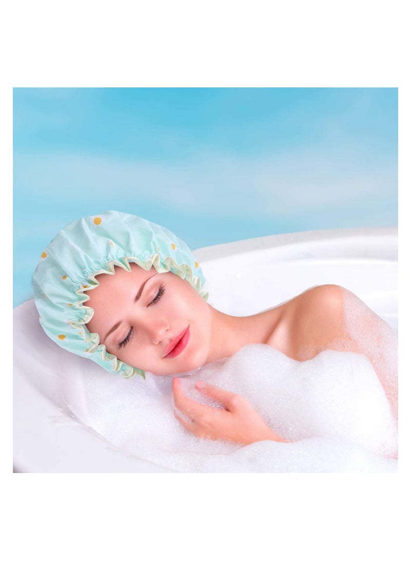 KASTWAVE Shower Caps, Bath Cap, for Women Waterproof Double Layered Elastic Shower Cap (4 Pack) - Image 2