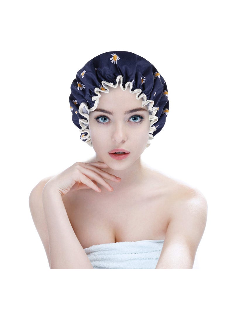 KASTWAVE Shower Caps, Bath Cap, for Women Waterproof Double Layered Elastic Shower Cap (4 Pack) - Image 3